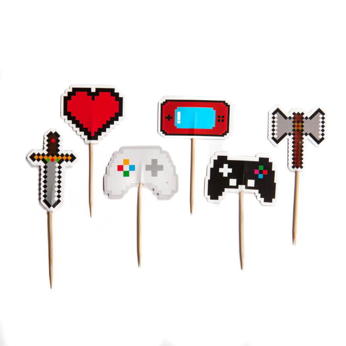 Gaming Cake Toppers Pack of 12 | Party Save Smile