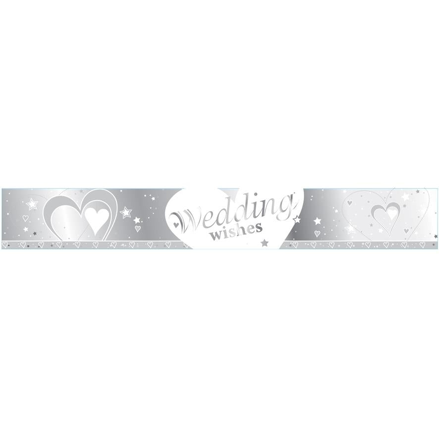 Wedding Wishes Foil Banner Decoration 2.7 Metres | Party Save Smile