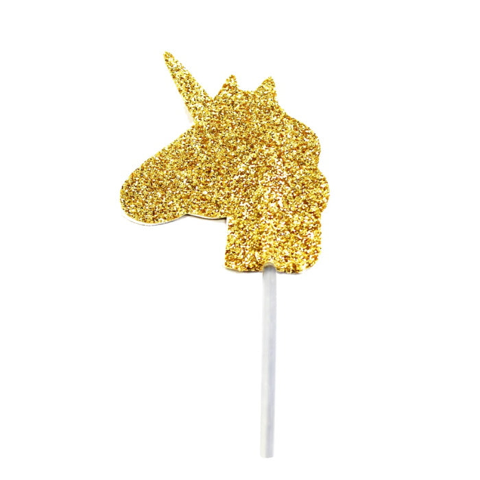 Gold Unicorn Cake Topper Decoration Pack of 12 | Party Save Smile