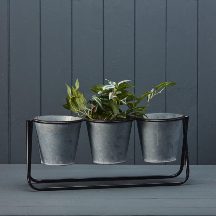 Trio Metal Windowsill Plant Pots and Stand Pack of 3 | Party Save Smile