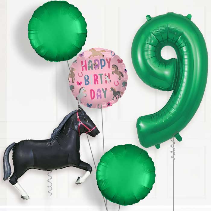 Black Horse 9th Birthday Balloon Package | Party Save Smile