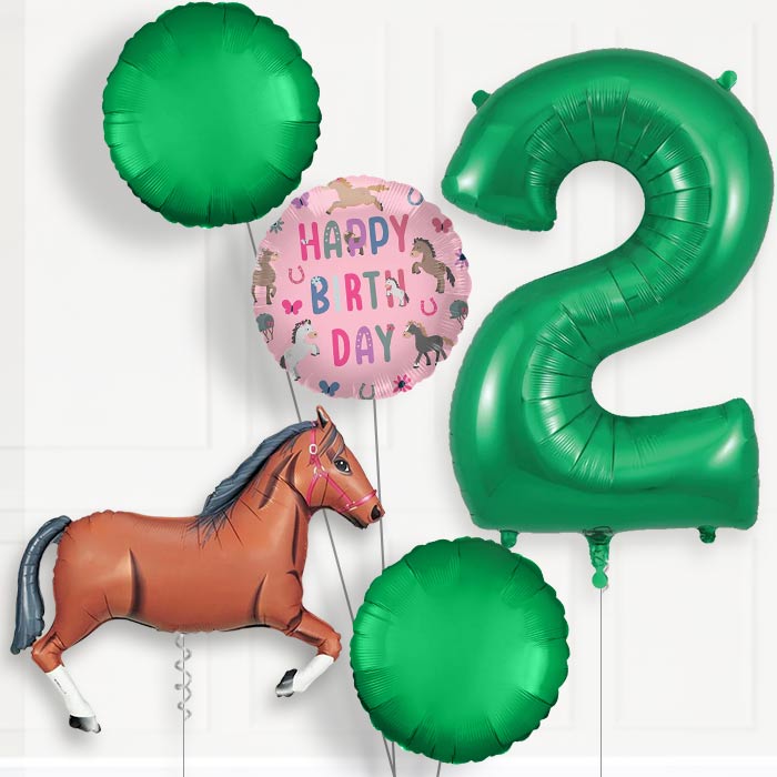 Dark Brown Horse 2nd Birthday Balloon Package | Party Save Smile