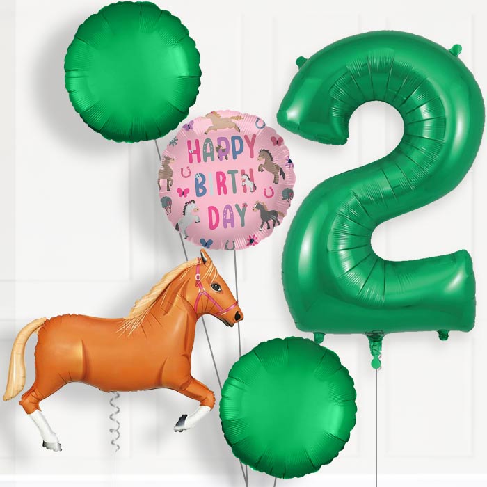 Light Brown Horse 2nd Birthday Balloon Package | Party Save Smile