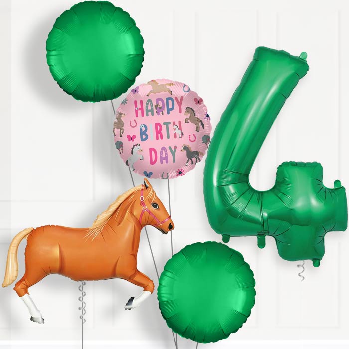 Light Brown Horse 4th Birthday Balloon Package | Party Save Smile