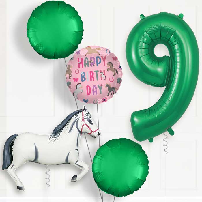 White Horse Birthday Balloon Package Choose Age