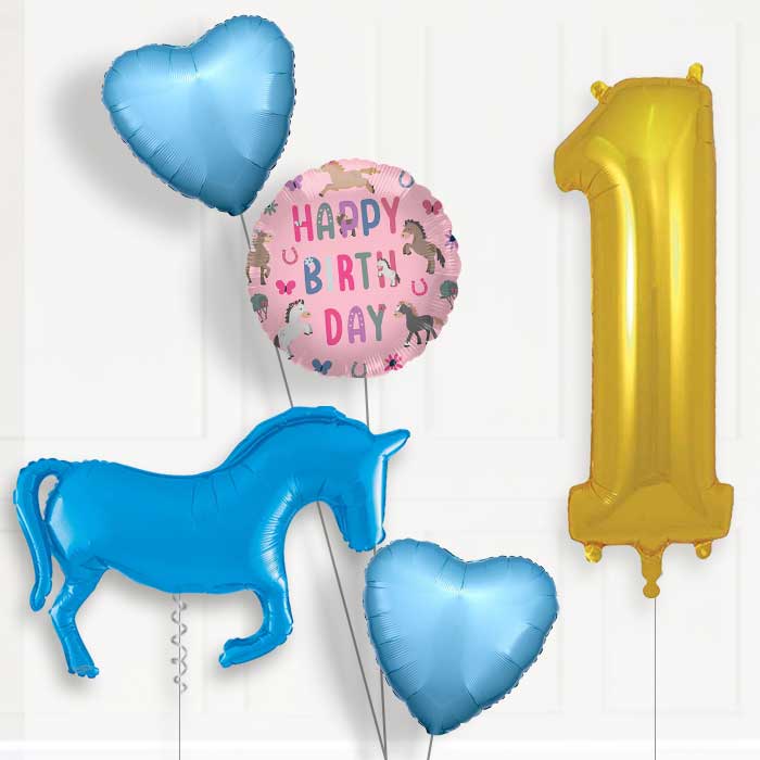 Blue Horse 1st Birthday Balloon Package | Party Save Smile