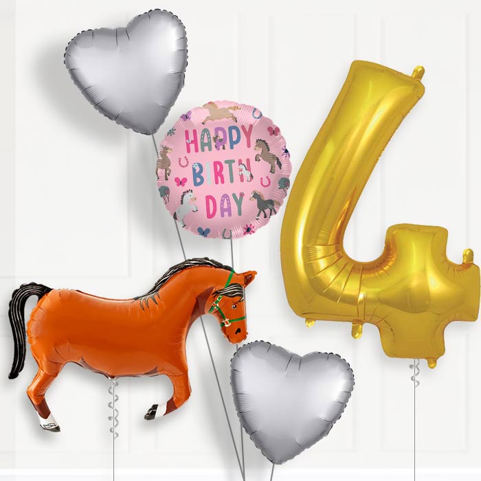 Brown Horse 4th Birthday Balloon Package | Party Save Smile