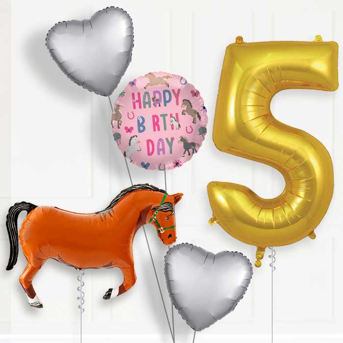 Brown Horse 5th Birthday Balloon Package | Party Save Smile