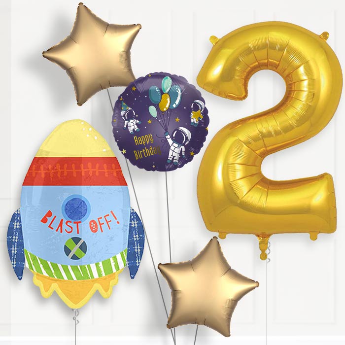 Space Rocket 2nd Birthday Balloon Package | Party Save Smile