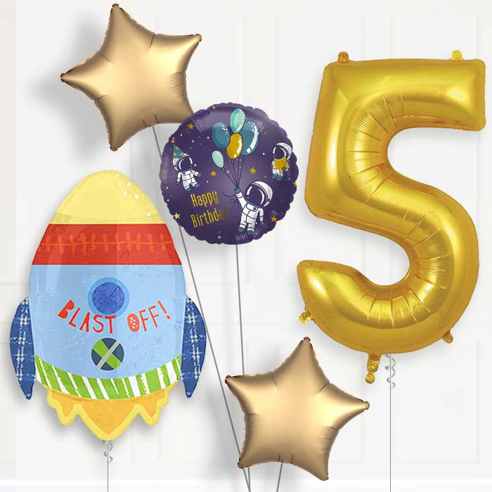 Space Rocket 5th Birthday Balloon Package | Party Save Smile