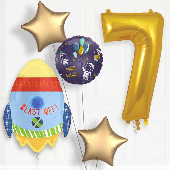 Space Rocket 7th Birthday Balloon Package | Party Save Smile