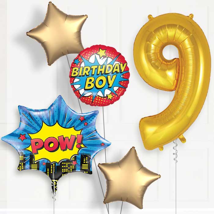 Pow Superhero 9th Birthday Balloon Package | Party Save Smile