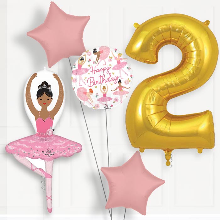 Ballerina Girl 2nd Birthday Balloon Package - 2nd Birthday Balloon Package | Party Save Smile