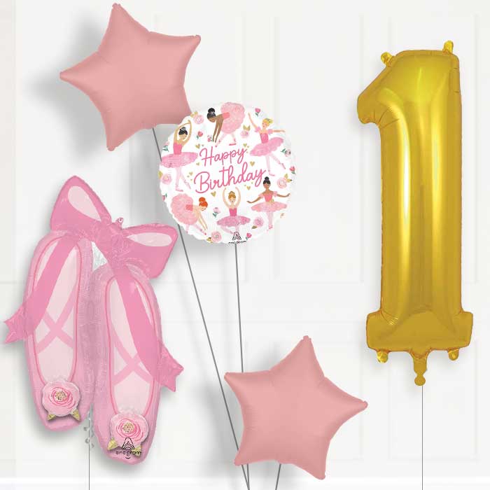 Ballerina Slippers 1st Birthday Balloon Package - 1st Birthday Balloon Package | Party Save Smile