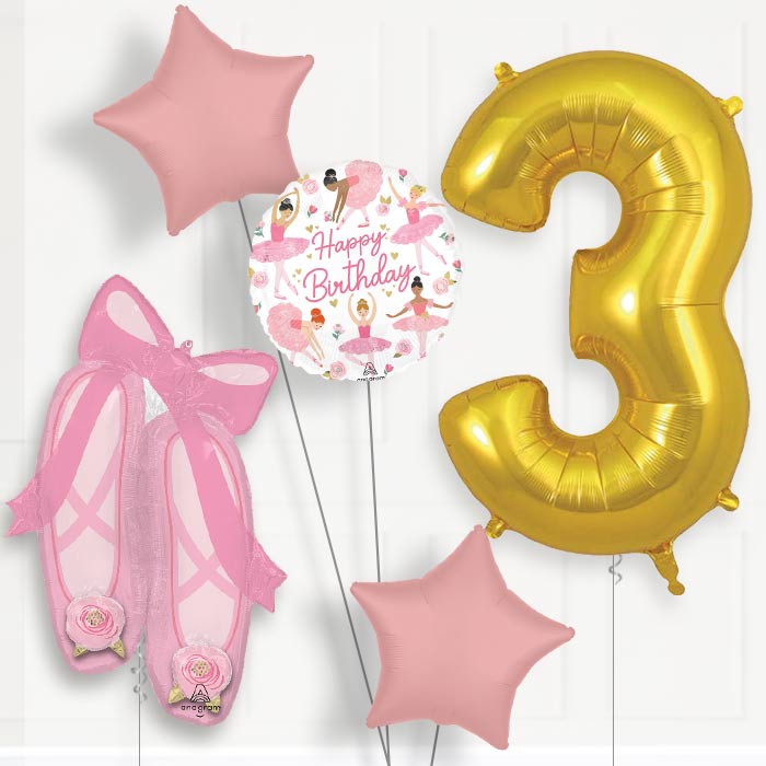 Ballerina Slippers 3rd Birthday Balloon Package - 3rd Birthday Balloon Package | Party Save Smile