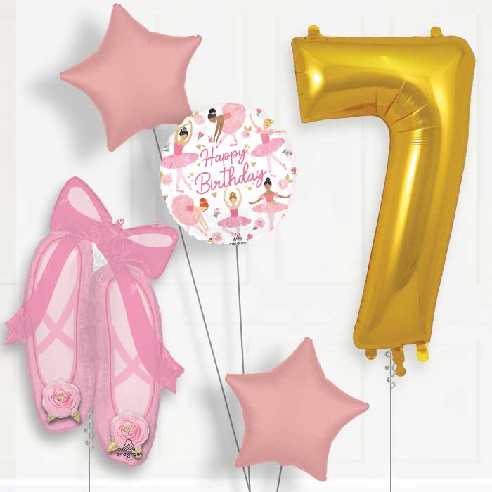Ballerina Slippers 7th Birthday Balloon Package - 7th Birthday Balloon Package | Party Save Smile