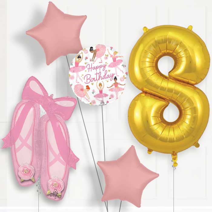 Ballerina Slippers 8th Birthday Balloon Package - 8th Birthday Balloon Package | Party Save Smile