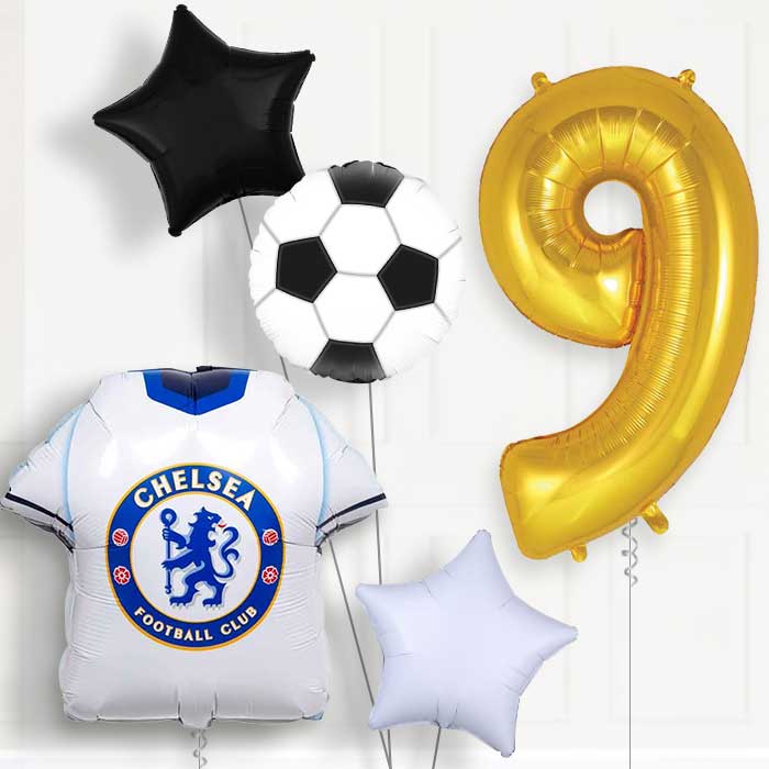 Chelsea Football Shirt 9th Birthday Balloon Package - 9th Birthday Balloon Package | Party Save Smile