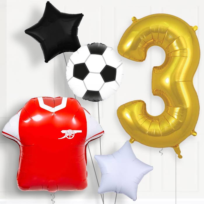 Arsenal Football Shirt 3rd Birthday Balloon Package - 3rd Birthday Balloon Package | Party Save Smile