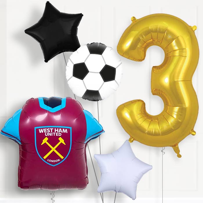 West Ham Football Shirt 3rd Birthday Balloon Package - 3rd Birthday Balloon Package | Party Save Smile