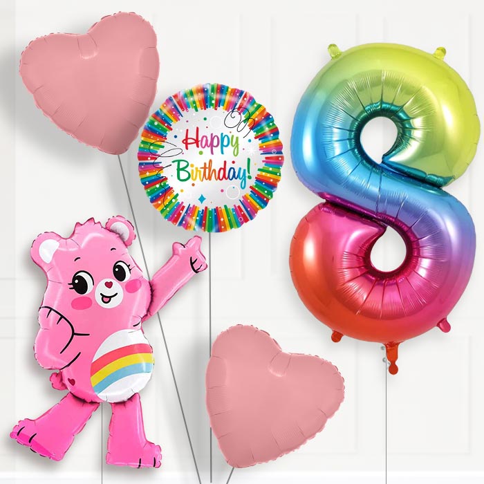 Cheer Bear Care Bear 8th Birthday Balloon Package | Party Save Smile