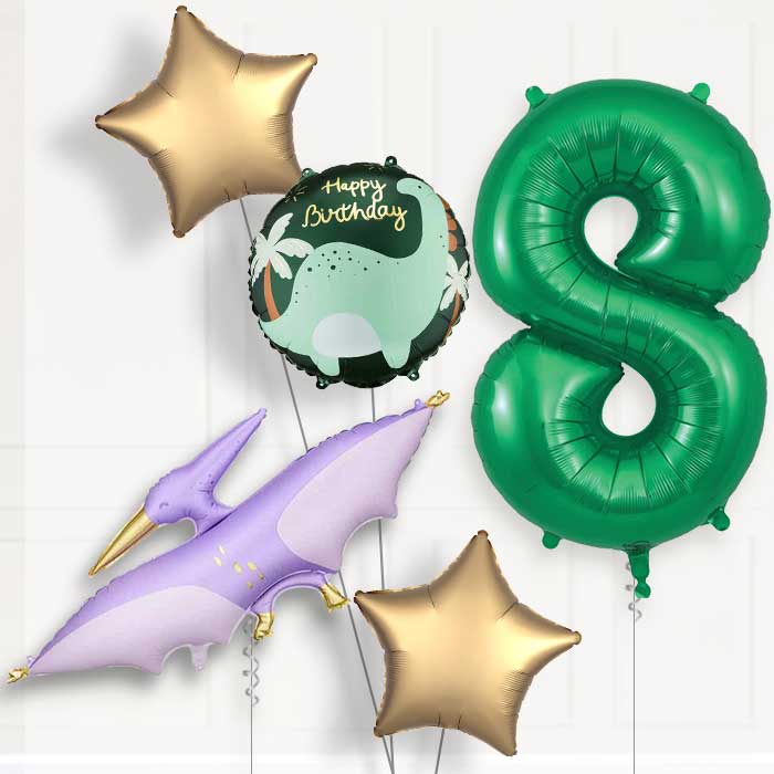 Purple Pterodactyl 8th Birthday Balloon Package | Party Save Smile