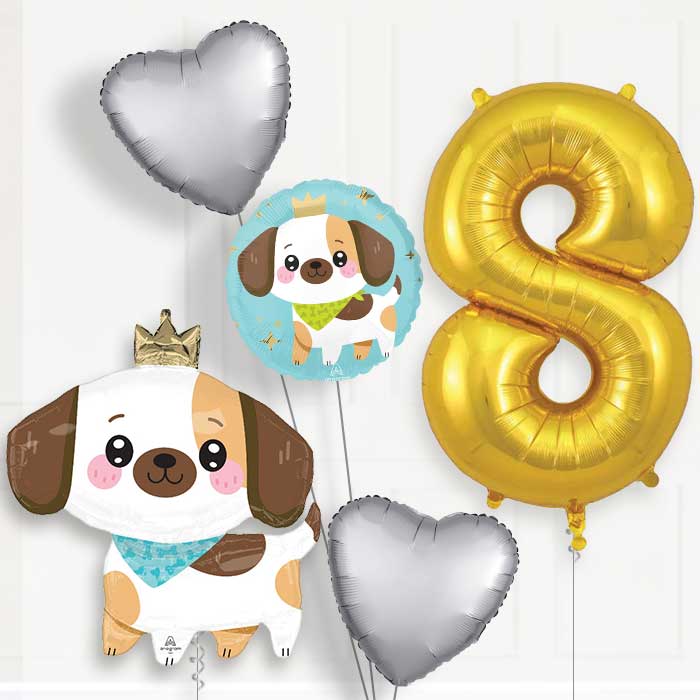 Kawaii Puppy 8th Birthday Balloon Package - 8th Birthday Balloon Package | Party Save Smile
