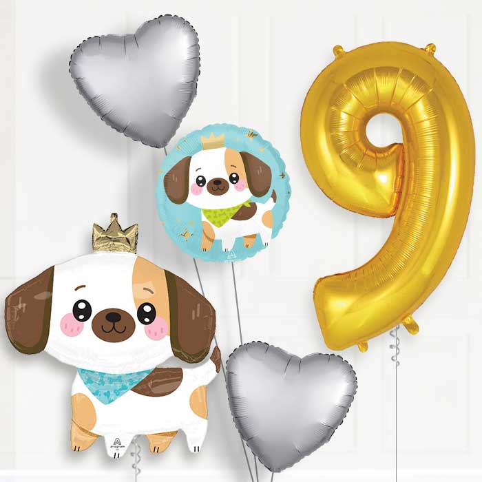 Kawaii Puppy 9th Birthday Balloon Package - 9th Birthday Balloon Package | Party Save Smile