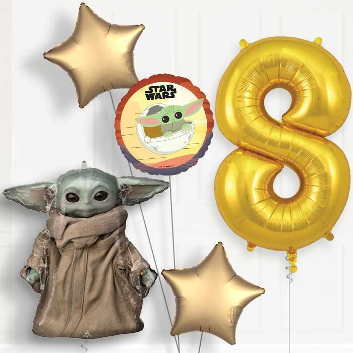 Mandalorian Yoda Birthday Balloon Package Choose Age