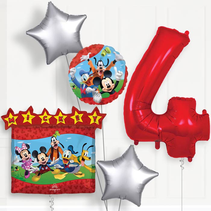 Mickey Mouse & Friends 4th Birthday Balloon Package - 4th Birthday Balloon Package | Party Save Smile