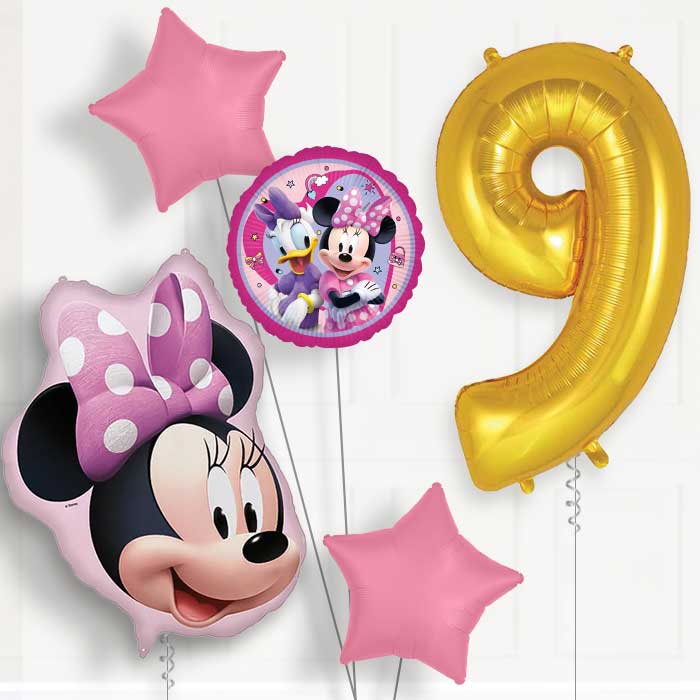 Minnie Mouse Head 9th Birthday Balloon Package | Party Save Smile