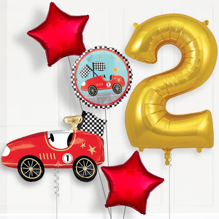 Classic Race Car 2nd Birthday Balloon Package - 2nd Birthday Balloon Package | Party Save Smile