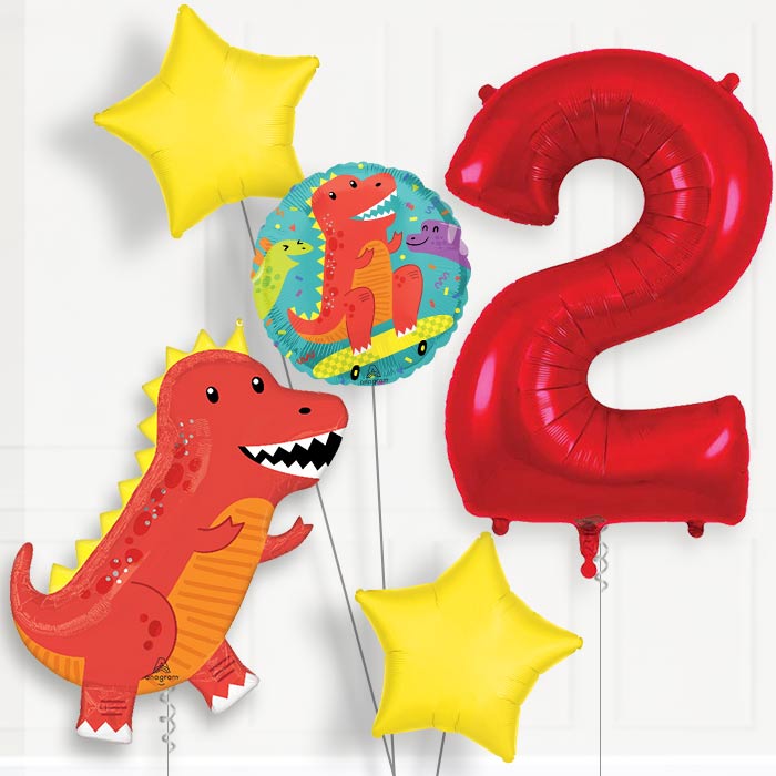 Cool T-Rex 2nd Birthday Balloon Package - 2nd Birthday Balloon Package | Party Save Smile