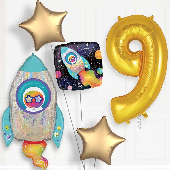 Outer Space Rocket Birthday Balloon Package Choose Age