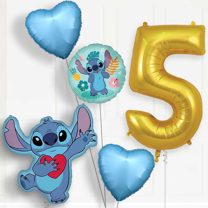 Stitch with Heart 5th Birthday Balloon Package | Party Save Smile
