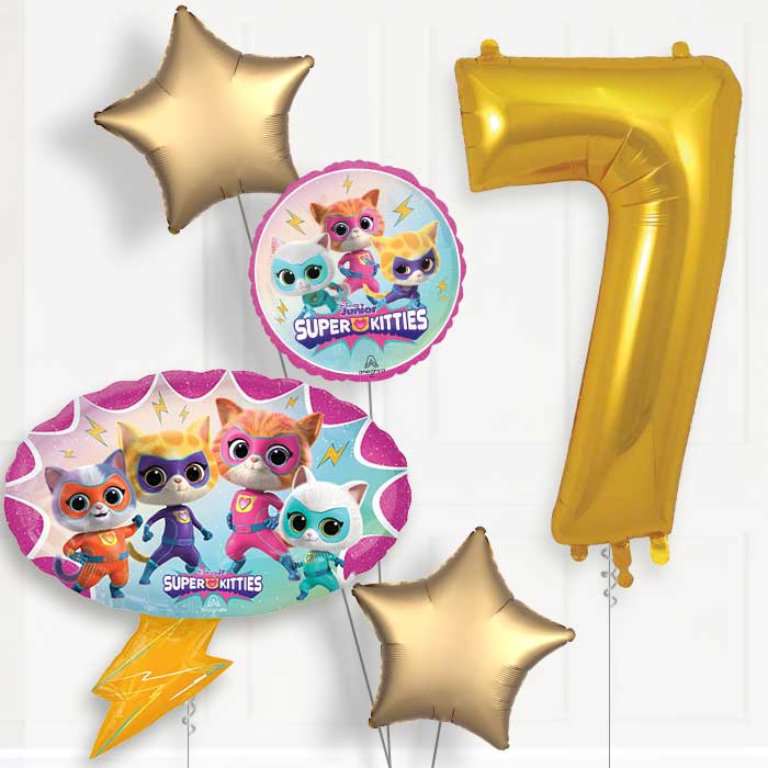 Super Kitties 7th Birthday Balloon Package - 7th Birthday Balloon Package | Party Save Smile