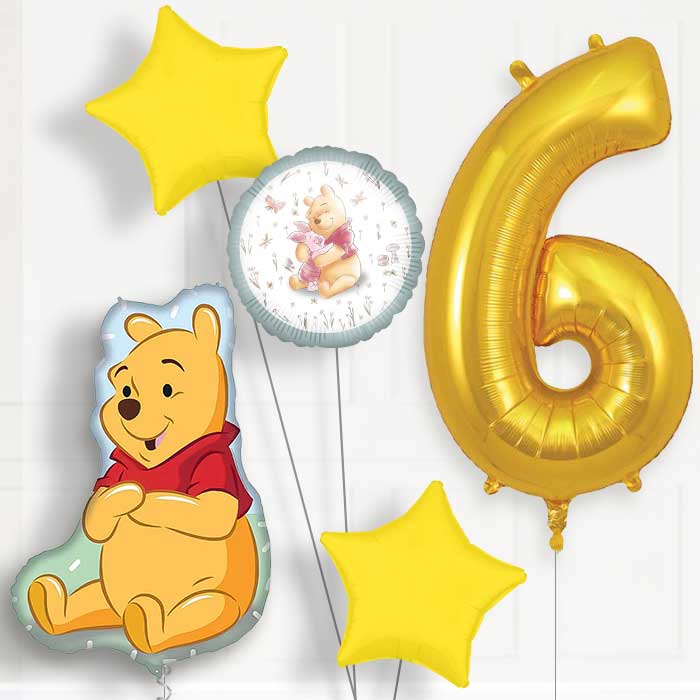 Winnie the Pooh Giant 6th Birthday Balloon Package | Party Save Smile