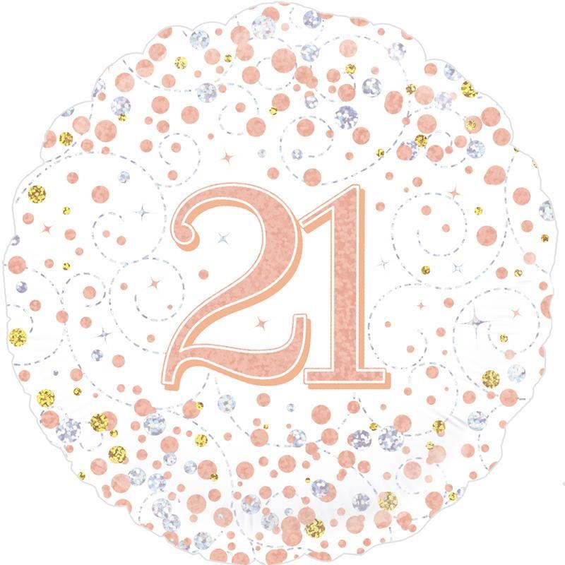 Rose Gold Confetti 21st Birthday Foil Balloon 18 Inch | Party Save Smile