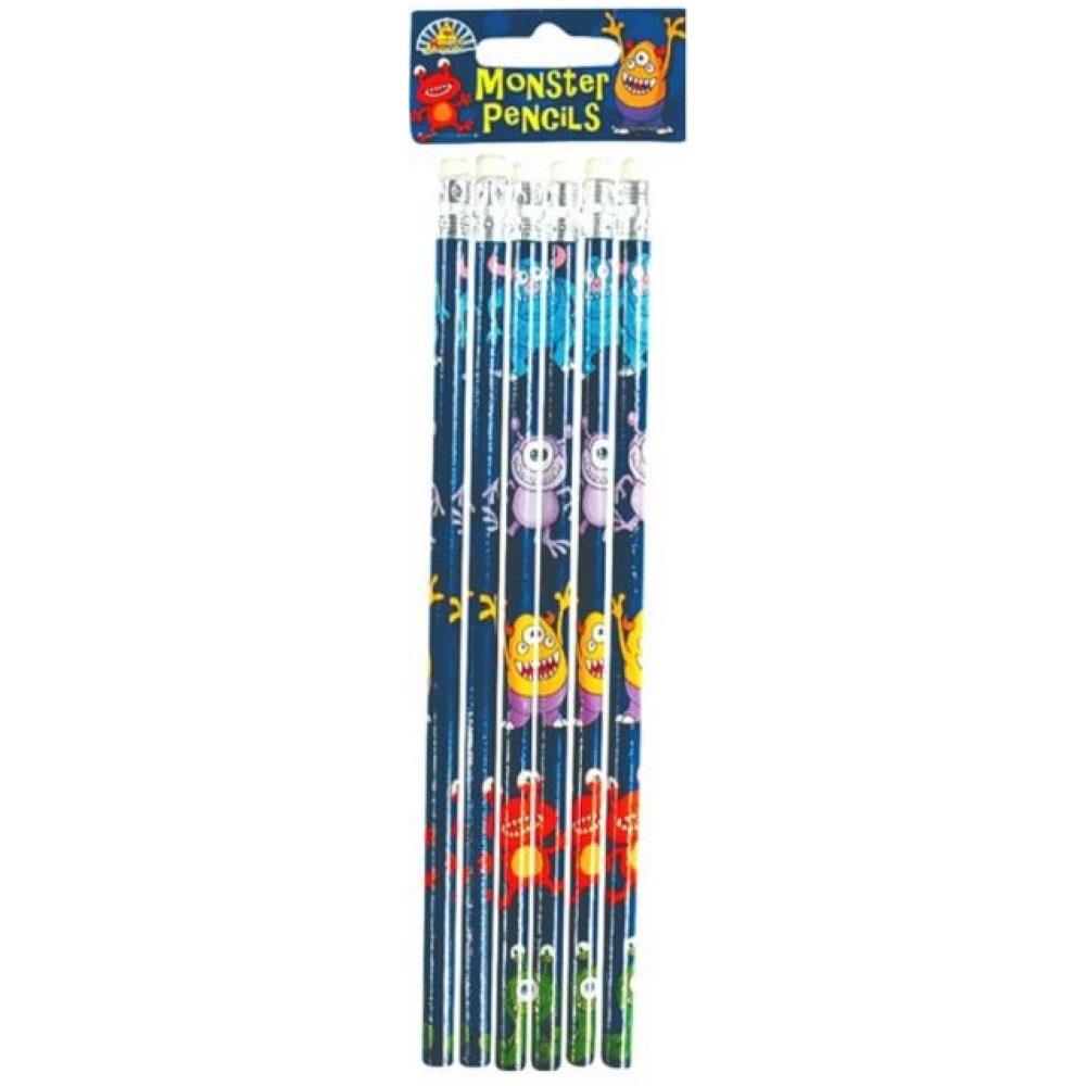 Monsters Pencil Party Bag Filler Favours Pack of 6 | Party Save Smile