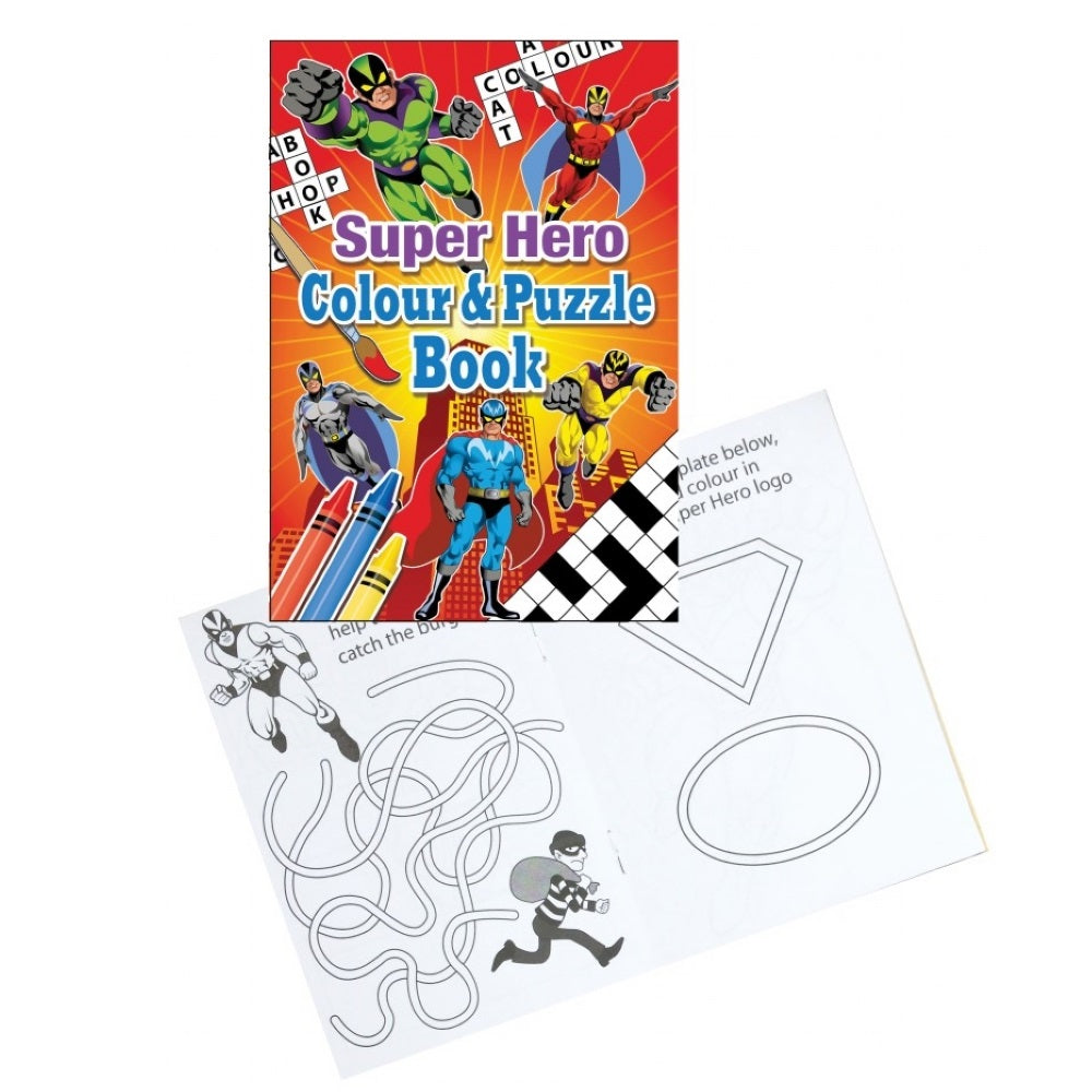 Mini Superhero Colouring Book with Puzzles | Party Save Smile