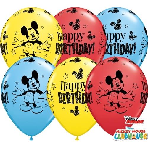 Mickey Mouse Happy Birthday Latex Balloons Pack of 25 | Party Save Smile