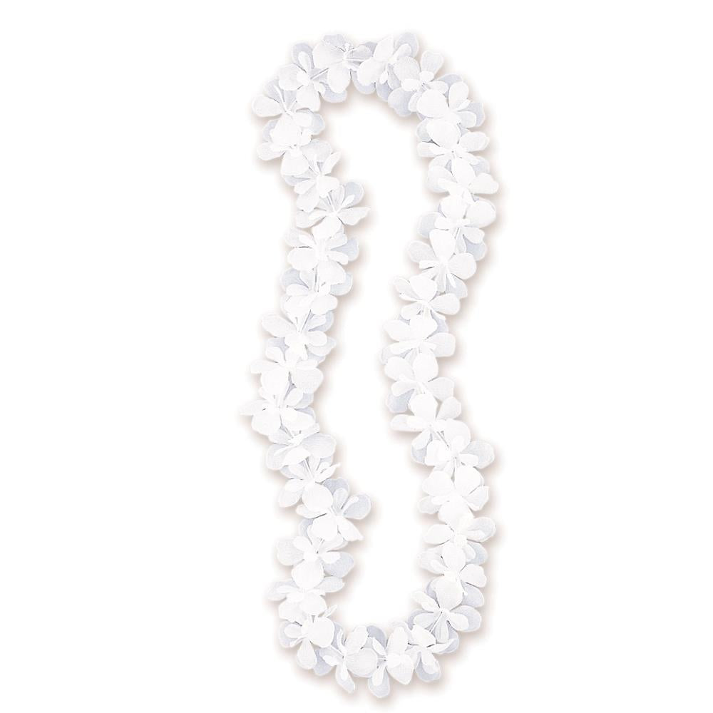 White Hawaiian Leis: Hawaiian Party Accessory | Party Save Smile