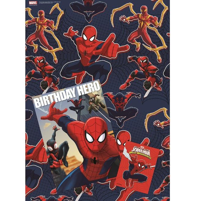 Ultimate Spiderman Card, Giftwrap & Tag Set | Party Save Smile