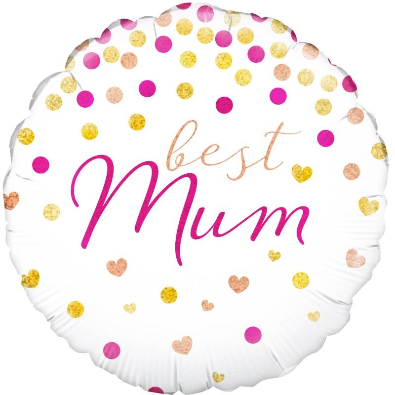 Best Mum Pink and Gold Foil Balloon 18 Inch | Party Save Smile