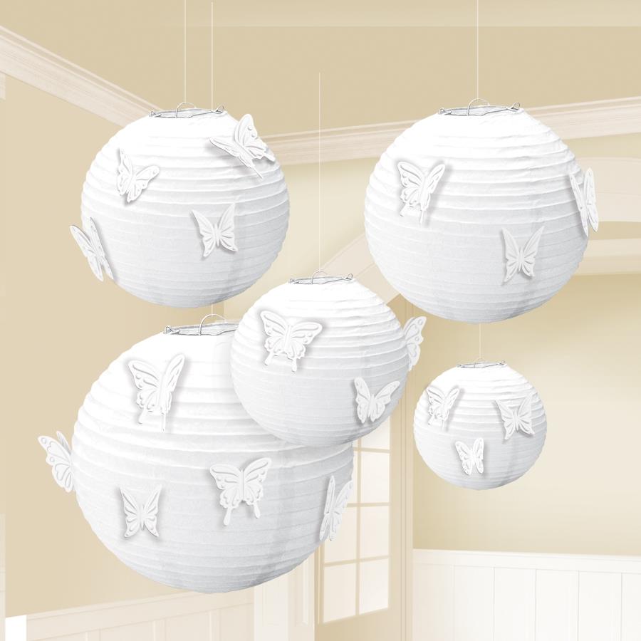 White Paper Butterfly Lanterns | Decorations | Party Save Smile