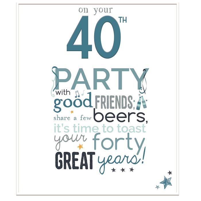Little Thoughts 40th Birthday Male Greeting Card | Party Save Smile