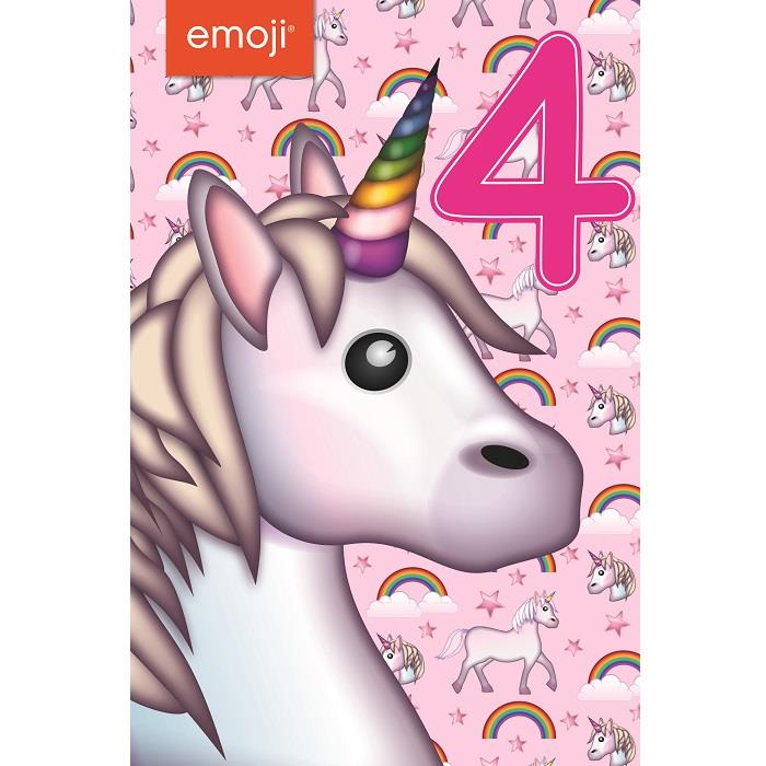 Emoji Unicorn 4th Birthday Card | Party Save Smile