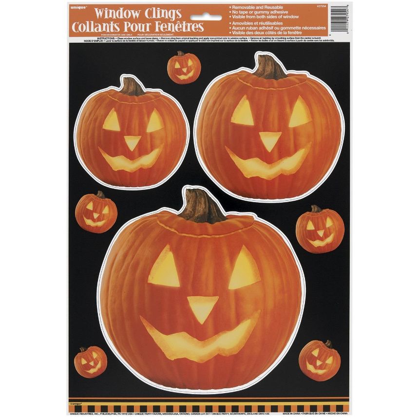 Halloween Pumpkin Window Clings Stickers Decorations | Party Save Smile