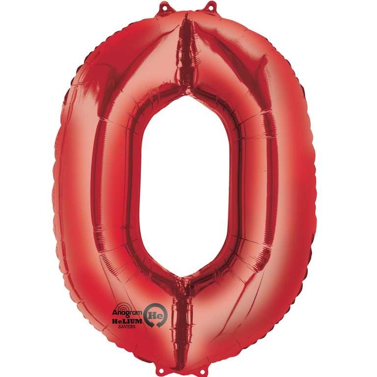 Red Number 0 Foil Balloon Anagram 34 Inches | Party Save Smile