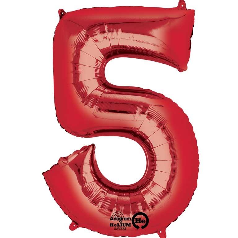 Red Number 5 Foil Balloon Anagram 34 Inches | Party Save Smile